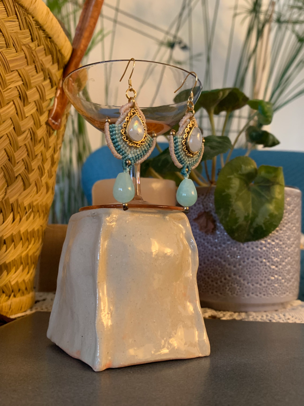 Boucle Lola Boucles d'oreille en pierre de lune et amazonite