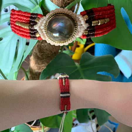 collier micromacramé labradorite